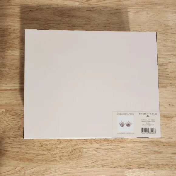 Mackenzie-Childs White Flower Market Teapot Salt & Pepper Set - Picture 7 of 8